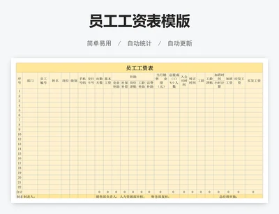 员工工资表模版