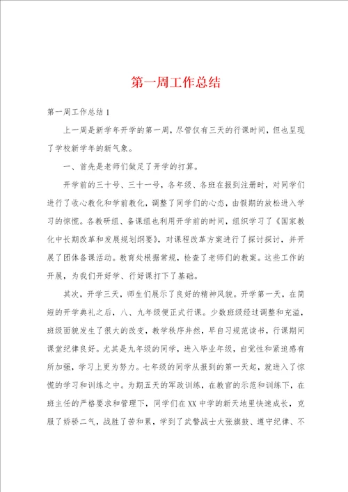 第一周工作总结