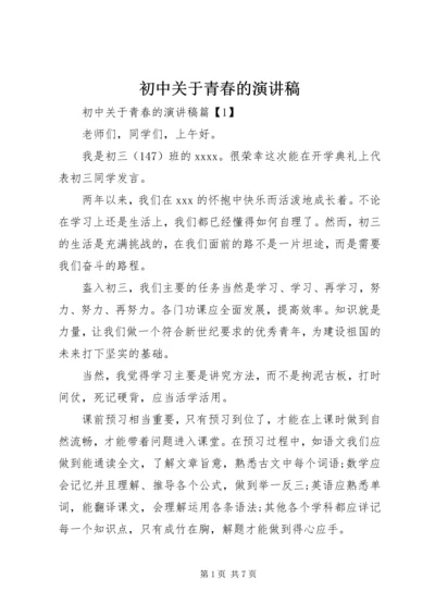 初中关于青春的演讲稿.docx