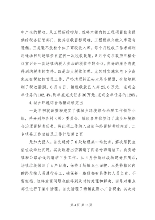 乡镇委工作总结及工作计划.docx