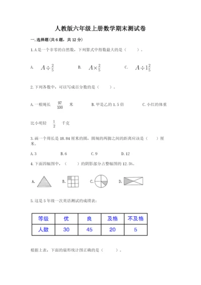 人教版六年级上册数学期末测试卷附答案【精练】.docx