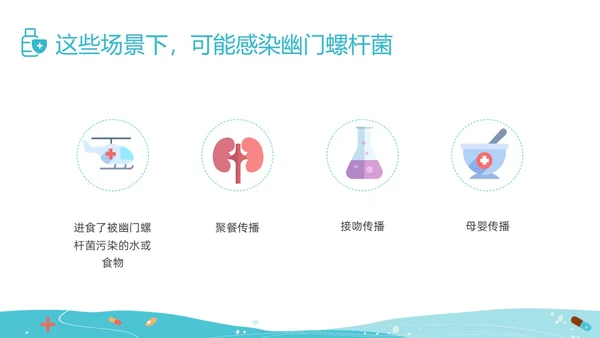 绿色插画幽门螺杆菌健康宣教培训PPT课件