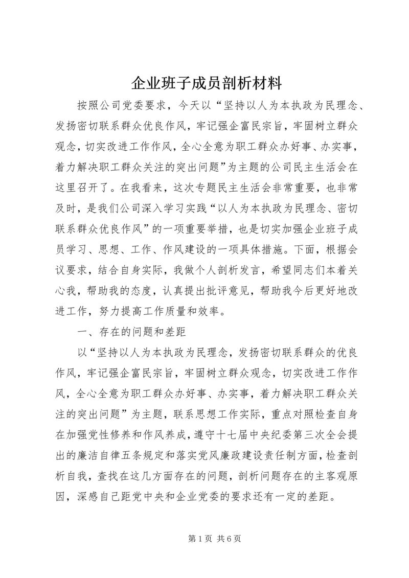 企业班子成员剖析材料.docx