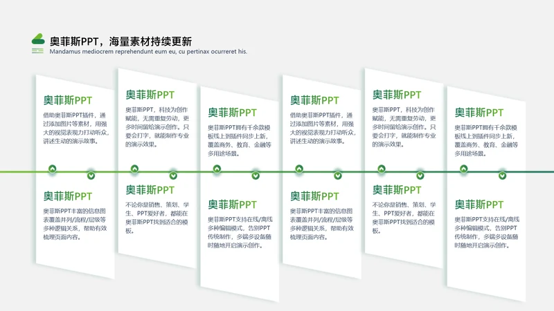 商务风绿色列表鱼骨图多项PPT单页