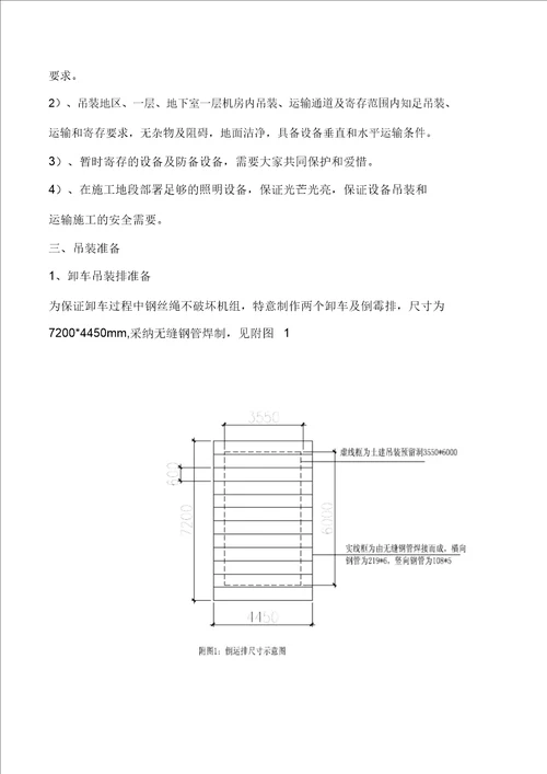 制冷机组吊装方案