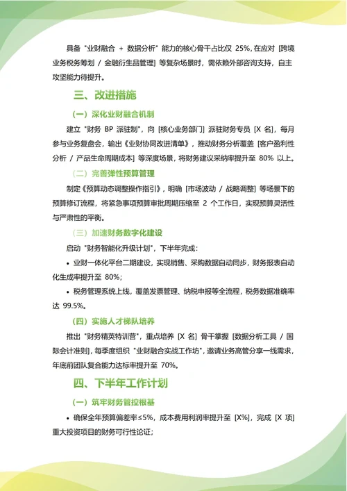财务总监年中工作总结(年度年终通用)