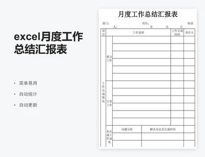 excel月度工作总结汇报表格模板