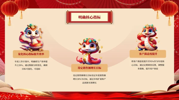 红色蛇年大吉工作计划PPT模板