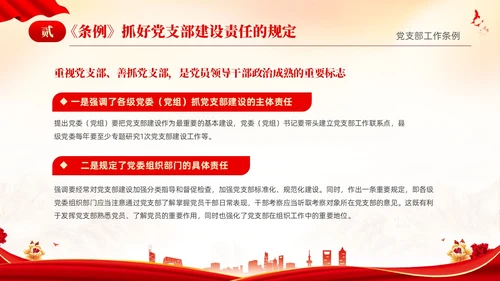 红色简约党建党课党支部工作条例学习PPT