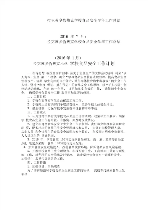 学校食品安全工作总结