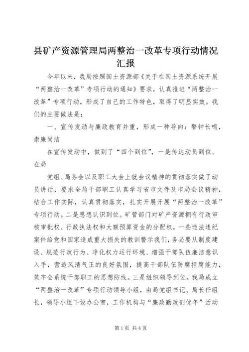 县矿产资源管理局两整治一改革专项行动情况汇报 (7).docx