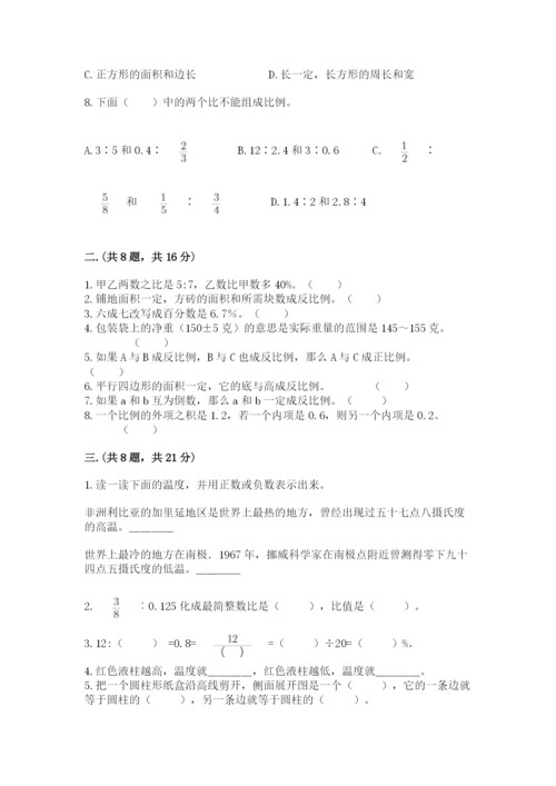 人教版六年级数学小升初试卷（培优a卷）.docx