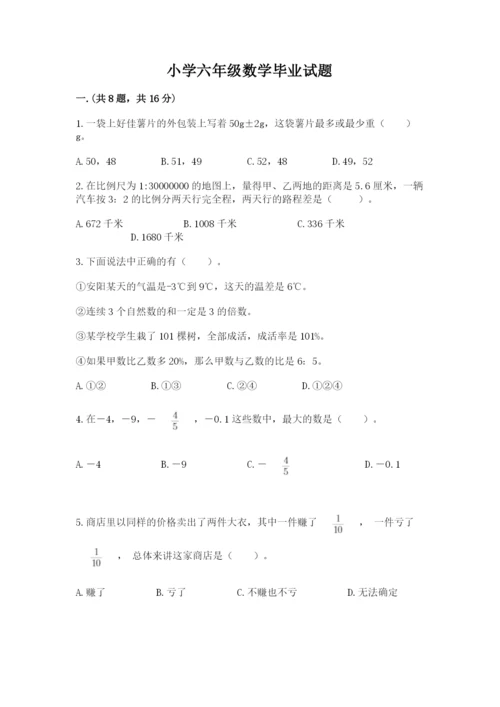 小学六年级数学毕业试题附参考答案【预热题】.docx