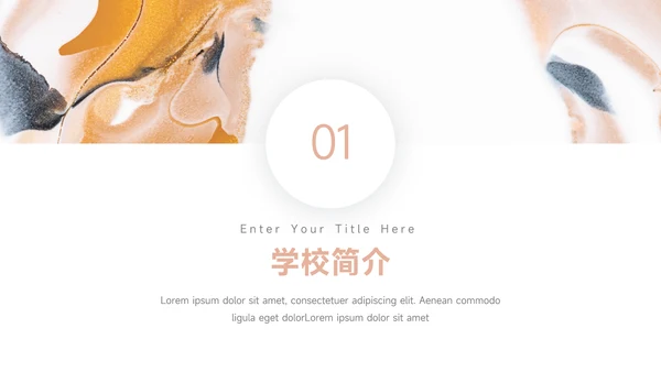 金色高级梦幻流彩学校简介PPT模板
