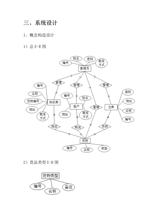 仓库基础管理系统数据库设计优质课程设计.docx