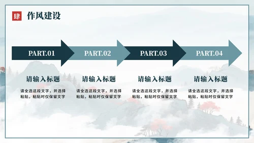 蓝色水墨中国风党政党课学习PPT模板