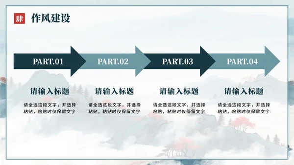 蓝色水墨中国风党政党课学习PPT模板