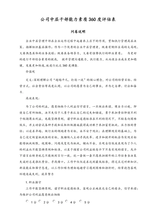 04-【标准制度】公司能力素质360度评估表（中层干部）.docx