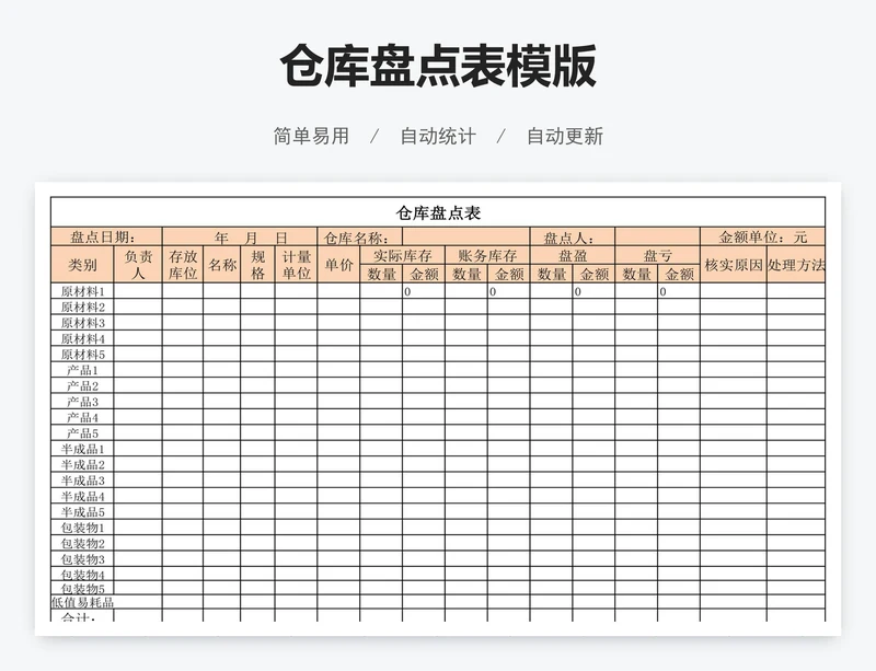 仓库盘点表模版