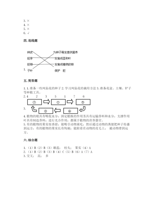 教科版四年级下册科学第一单元《植物的生长变化》测试卷（基础题）.docx