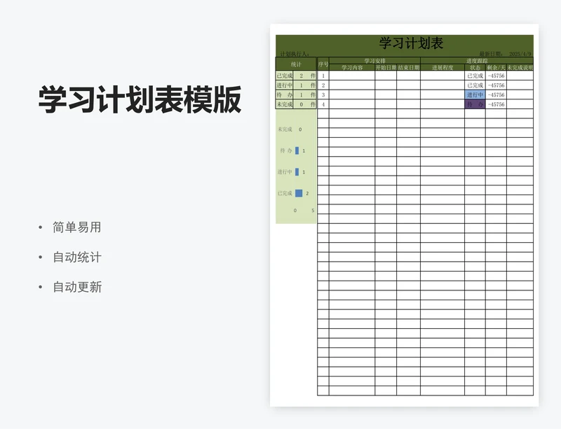 学习计划表模版