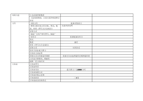 设备技术性能参数表