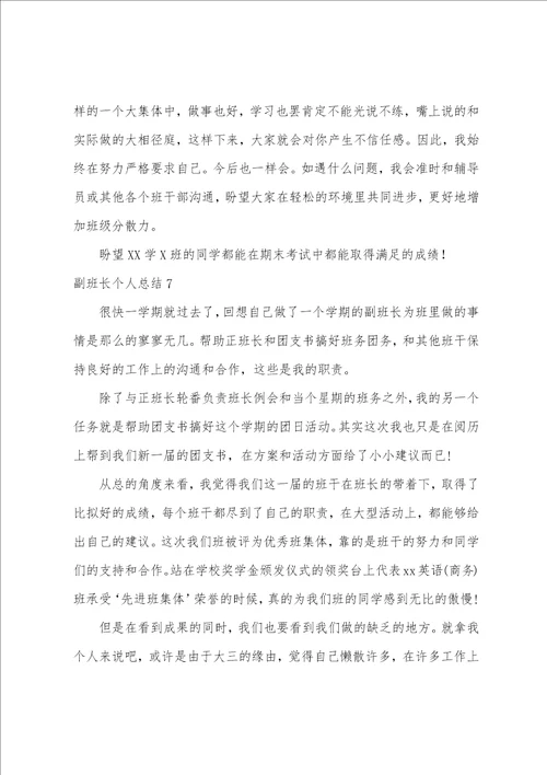 副班长个人总结