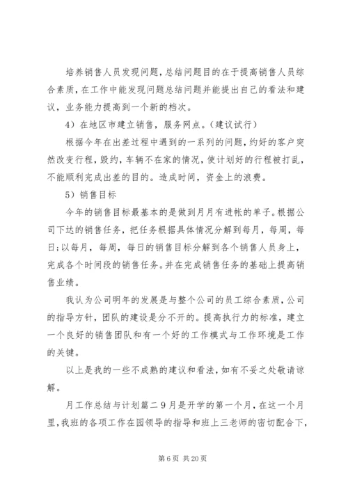 月工作总结与计划20XX年.docx
