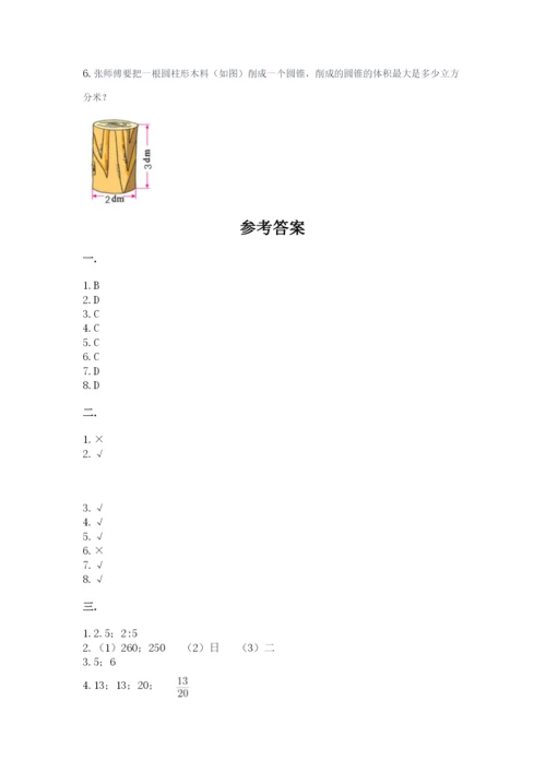人教版六年级数学下学期期末测试题及答案【网校专用】.docx