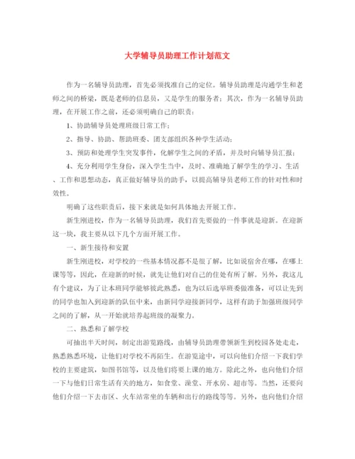 精编之大学辅导员助理工作计划范文2.docx