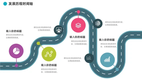 企业发展历程大事记道路时间轴图表PPT模板