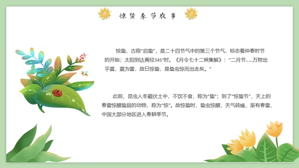 春天万物生长惊蛰女孩通用PPT模板