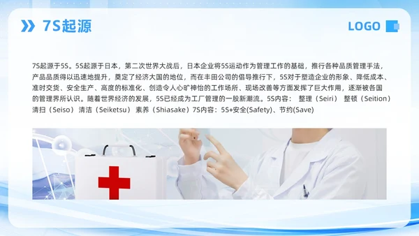 蓝色简约7S病房成果汇报PPT模板宣传PPT动态PPT管理