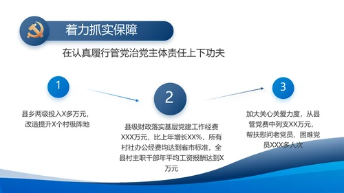 蓝色大气党建党支部年终工作总结PPT