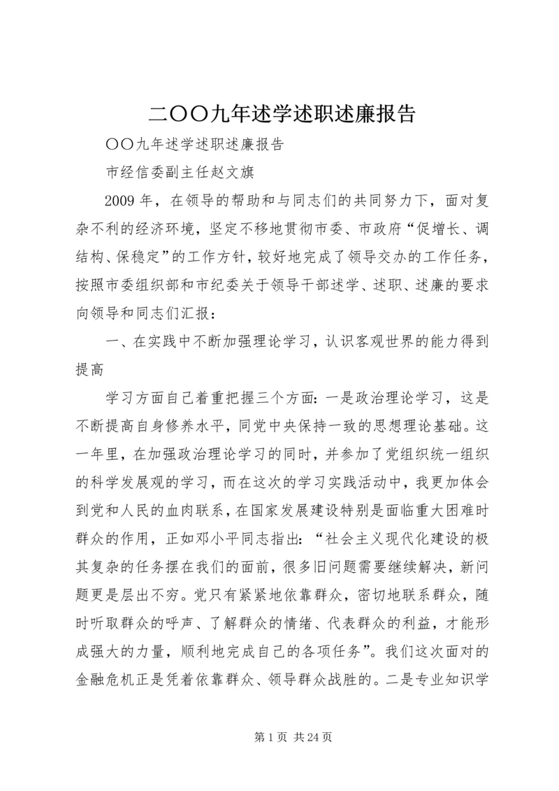 二〇〇九年述学述职述廉报告.docx