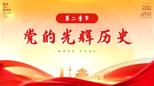 时尚大气峥嵘岁月光辉历程七一建党节向伟大的党献礼PPT模板