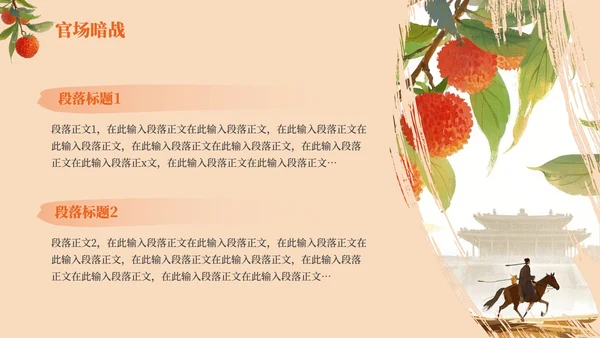 红色中国风水墨《长安的荔枝》读书分享PPT模板
