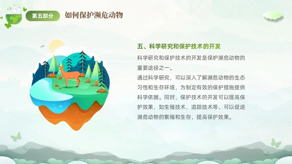 绿色清新剪纸风保护濒危动物拯救美好生命主题PPT世界动物日