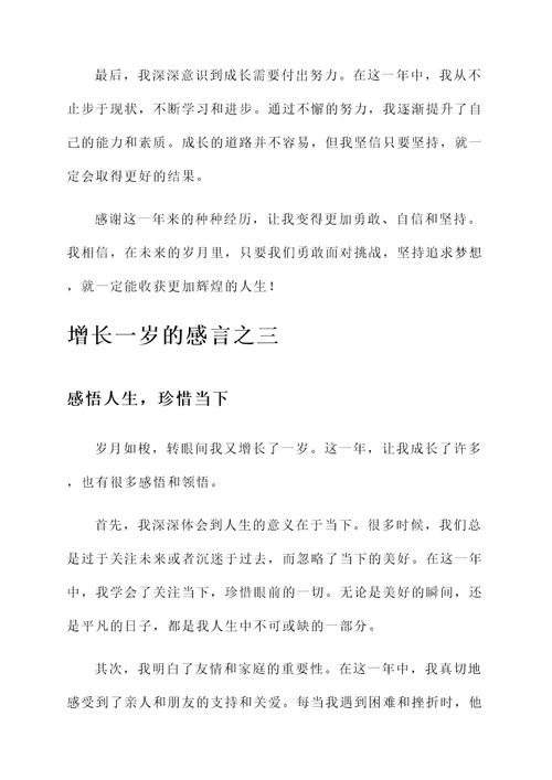 增长一岁的感言