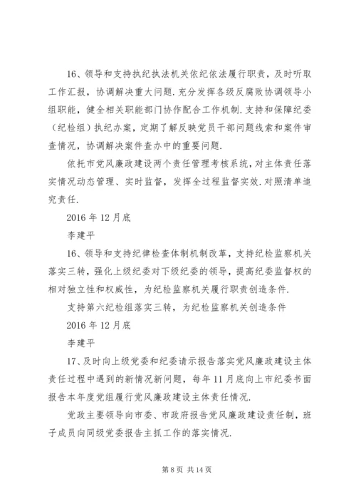 市统计局党风廉政建设党委主体责任清单.docx