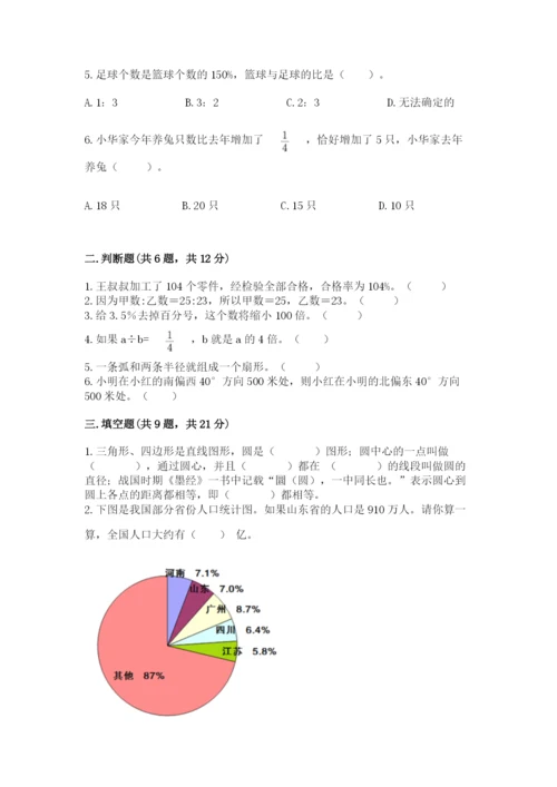 小学数学六年级上册期末考试试卷及下载答案.docx