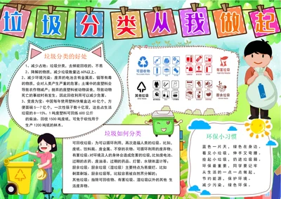 垃圾分类我先行小报垃圾分类小报保护环境手抄报