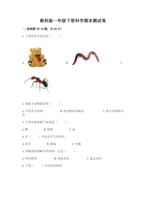 教科版一年级下册科学期末测试卷带答案（夺分金卷）.docx