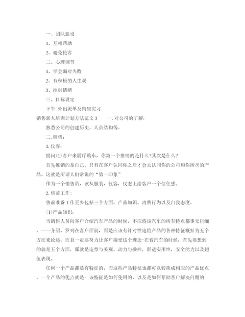 精编之销售新人培训计划方法范文.docx