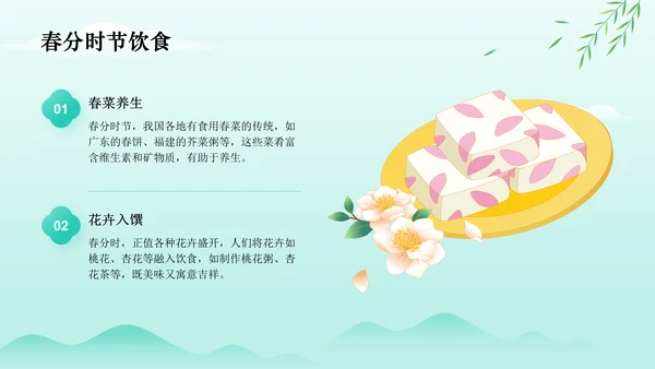 绿色水墨风春分传统习俗与节气变化PPT模板