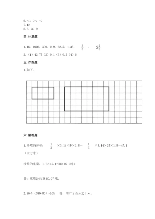 冀教版小学六年级下册数学期末检测试题附完整答案（考点梳理）.docx