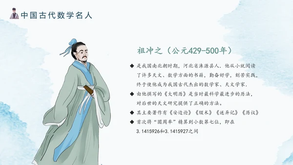 古代数学名人《祖冲之》PPT模板