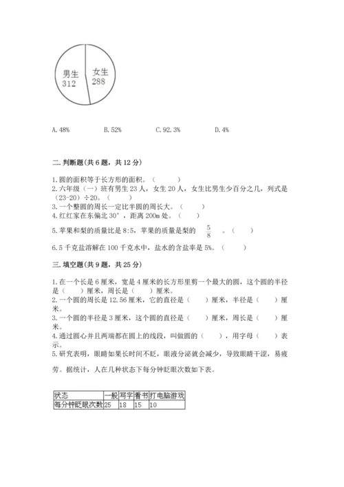 人教版六年级上册数学期末测试卷及答案【典优】.docx