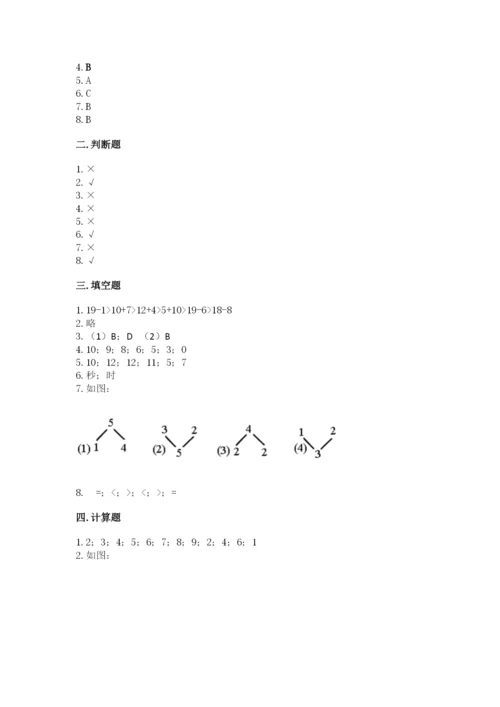 人教版一年级上册数学期末考试试卷（黄金题型）.docx