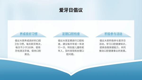 蓝色3D立体风全国爱牙日主题活动PPT模版